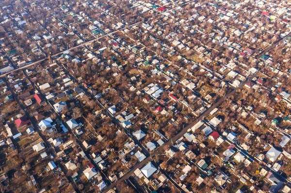 Şymkent Hava Manzaralı Kainar Bulak Yerleşim Bölgesi Özel Evlerin Yoğun — Stok fotoğraf