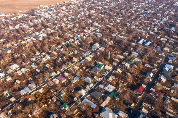 Şymkent Hava Manzaralı Kainar Bulak Yerleşim Bölgesi Özel Evlerin Yoğun — Stok fotoğraf