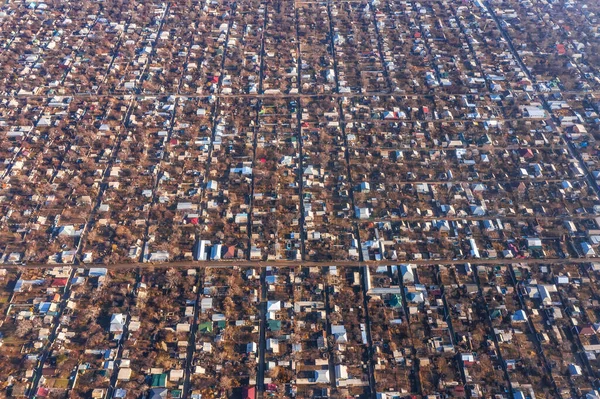 Şymkent Hava Manzaralı Kainar Bulak Yerleşim Bölgesi Özel Evlerin Yoğun — Stok fotoğraf