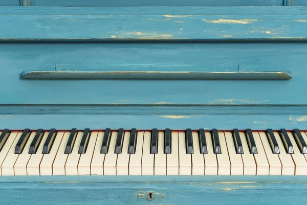 Chaves Velho Piano Detalhes Design Piano Azul Dourado Recolored Stucco — Fotografia de Stock