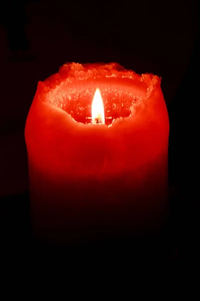 Red Burning Candle — Stock Photo, Image