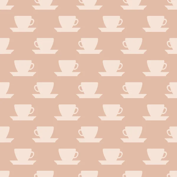 Seamless coffee cup pattern on beige background — Stock Vector