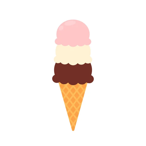 Ice cream balls in waffle cone icon — Stock Vector