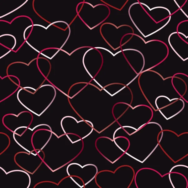 Seamless hearts outline dark background vector illustration — Stock Vector