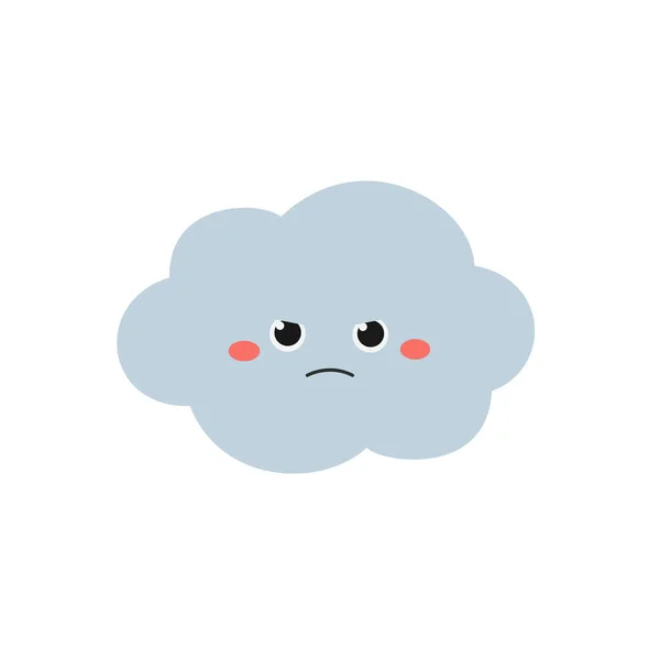 Θλιμμένος χαρακτήρας σύννεφο κινουμένων σχεδίων σε επίπεδο στυλ — Διανυσματικό Αρχείο