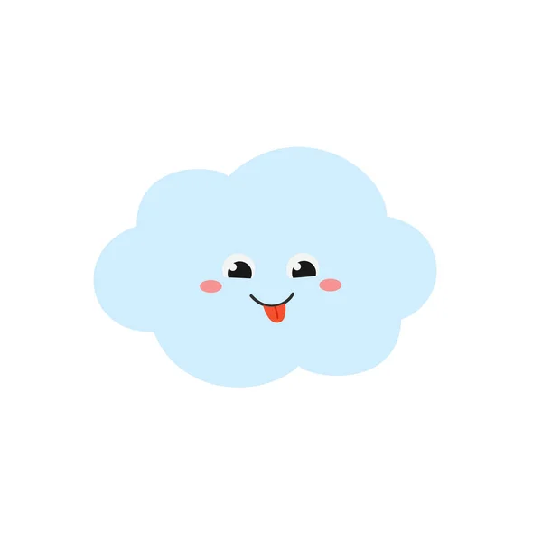 Personaje alegre nube de dibujos animados en estilo plano — Vector de stock