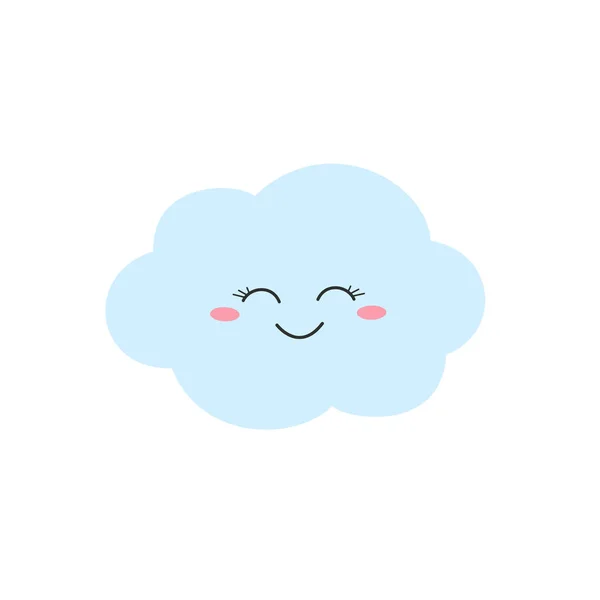 Szczęśliwy postać chmury kreskówki w płaskim stylu — Wektor stockowy