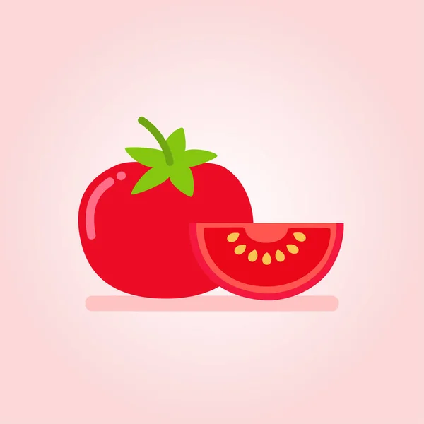 Ilustración de vector de icono de tomate completo y rebanada — Vector de stock