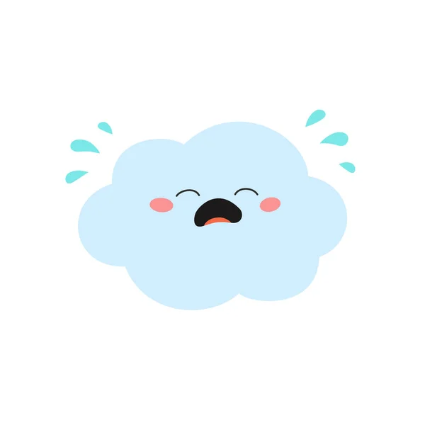 Crying cartoon cloud character in flat style — Stock Vector