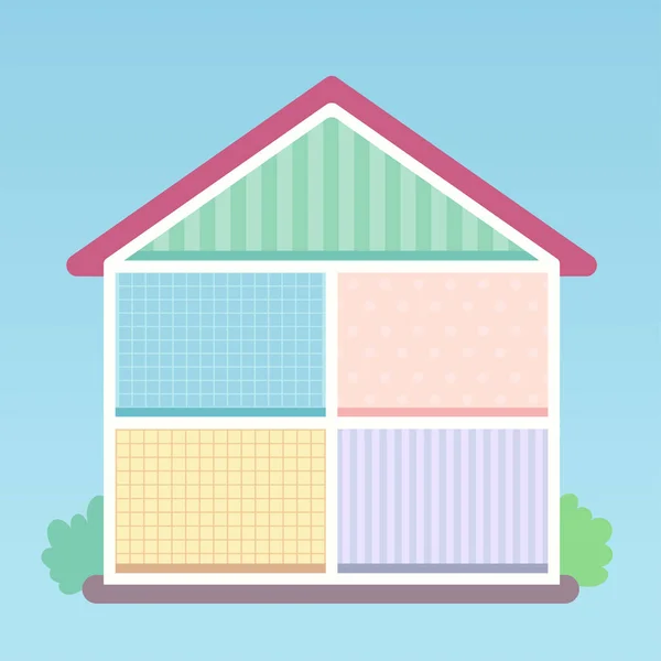 Vesnice dům cutaway plochý styl vektorové ilustrace — Stockový vektor