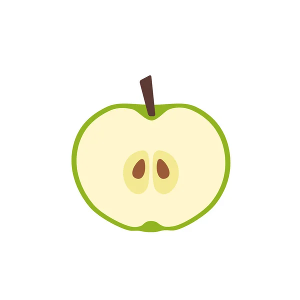 Zielone jabłko w kształcie płaskiej ikony — Wektor stockowy