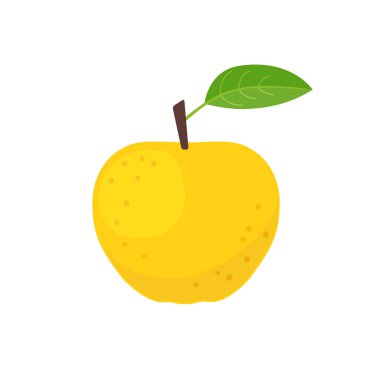 Sarı elma simgesi düz tasarım vektör çizimi
