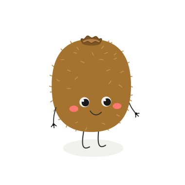 Sevimli neşeli çizgi film kivi karakter vektör çizimi