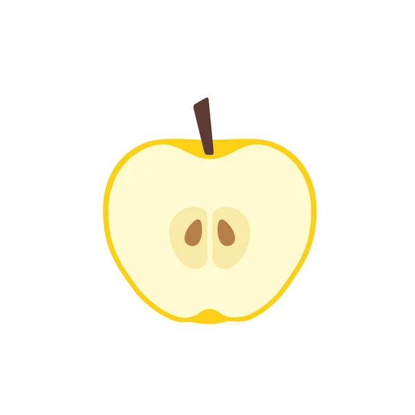 Manzana amarilla en diseño plano icono de corte — Vector de stock