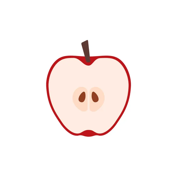 Manzana roja en el icono de corte diseño plano — Vector de stock
