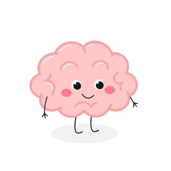 Cute funny cartoon brain character vector illustration — Stock Vector