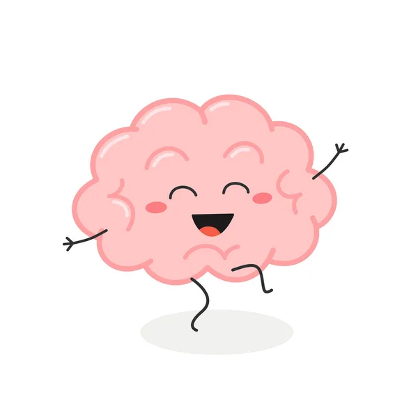 Lustige tanzende Cartoon Gehirn Charakter Vektor Illustration — Stockvektor
