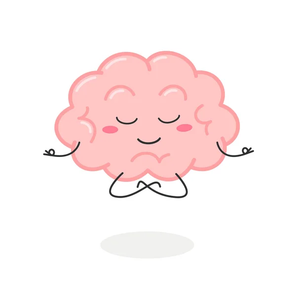 Cartoon Gehirn Charakter Meditation in Lotus-Pose — Stockvektor