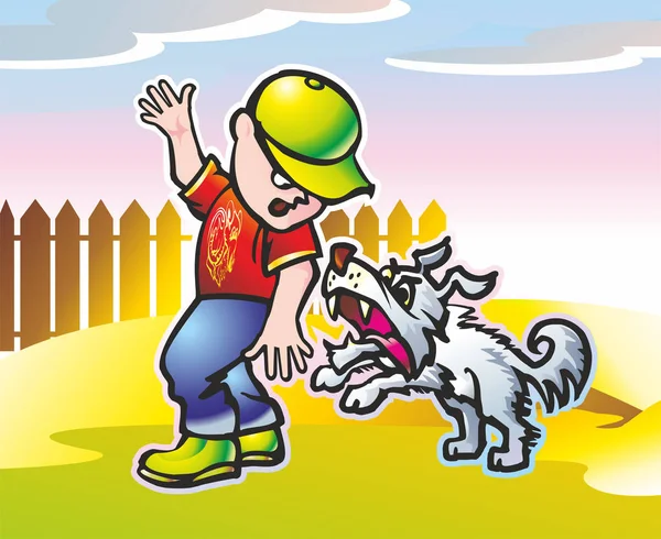 Çocuk köpek uzak çalışır