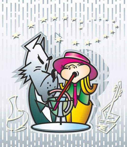 Küçük kırmızı başlıklı ve gri kurtlu