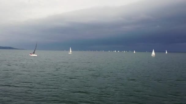 Aerial view of sailing boats, ships and yachts in Dun Laoghaire marina harbour, Ireland — ストック動画