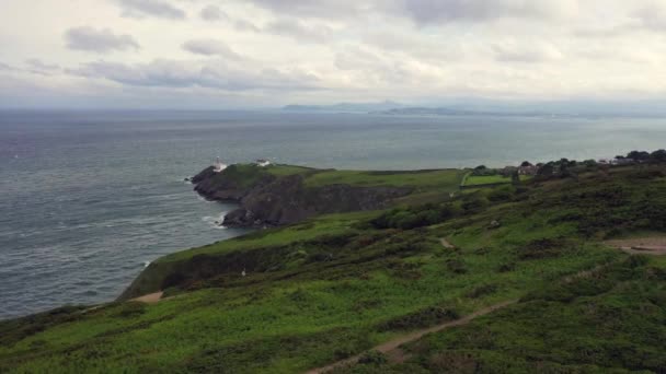 Aerial view of Baily Lighthouse, Howth North Dublin — стокове відео