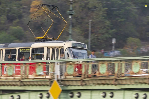 Famous red tram in Prague, Czech Republic 2019 — Stock Photo, Image