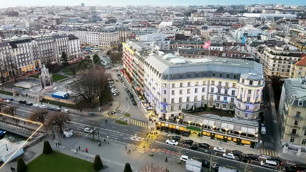 Vista aérea panorâmica da cidade de Genebra, Suíça — Fotografia de Stock
