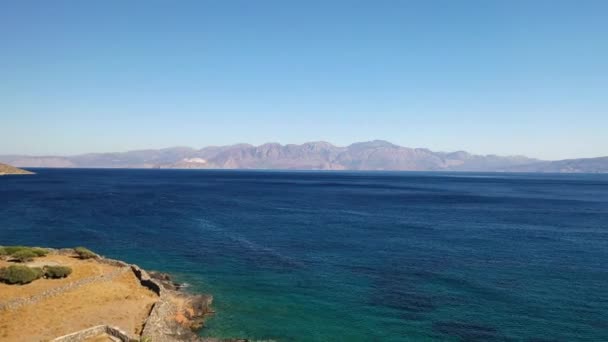 Panorama z ostrov spinalonga - ostrov malomocných, Kréta, Řecko — Stock video