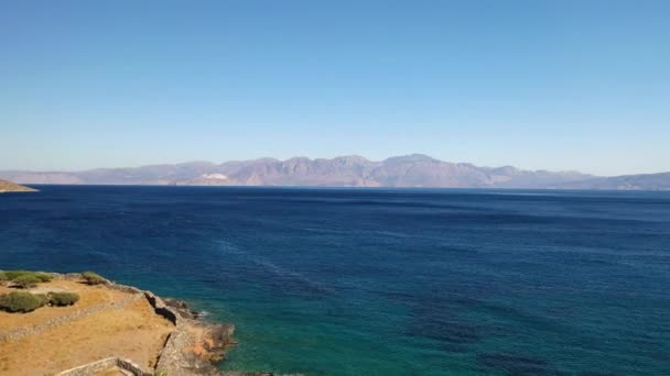 Spinalonga 岛-岛麻风病人，克里特岛，希腊的全景 — 图库视频影像