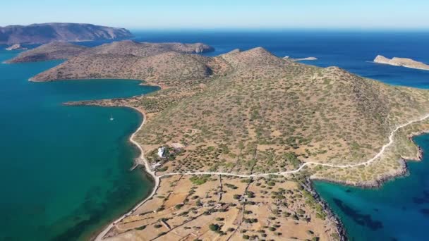 Panorama de l'île de Spinalonga - île de lépreux, Crète, Grèce — Video