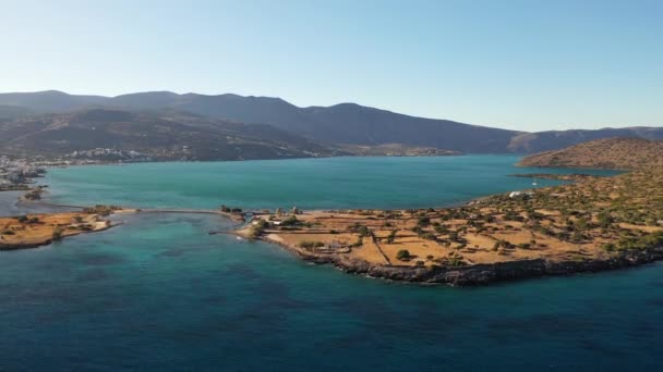 Panorama van spinalonga - eiland van melaatsen, Kreta, Griekenland — Stockvideo