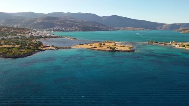 希腊克里特岛Spinalonga岛的空中景观 — 图库视频影像