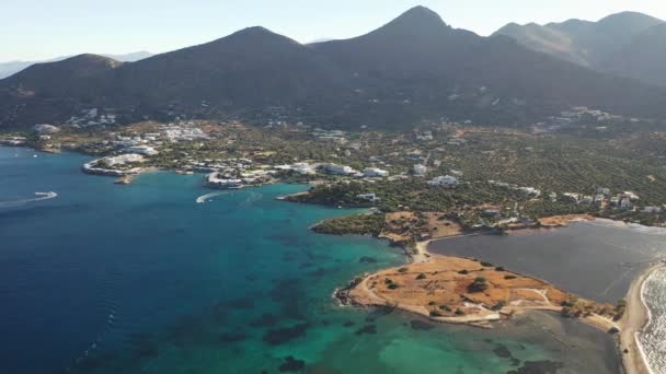 Aerial view of Elouda, island Crete, Greece — Stock Video