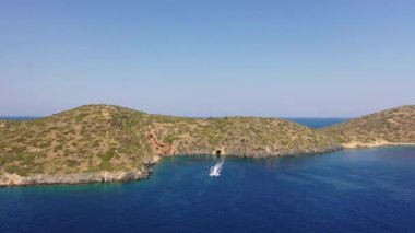 Akdeniz, Girit, Yunanistan 'daki teknelerin hava manzarası
