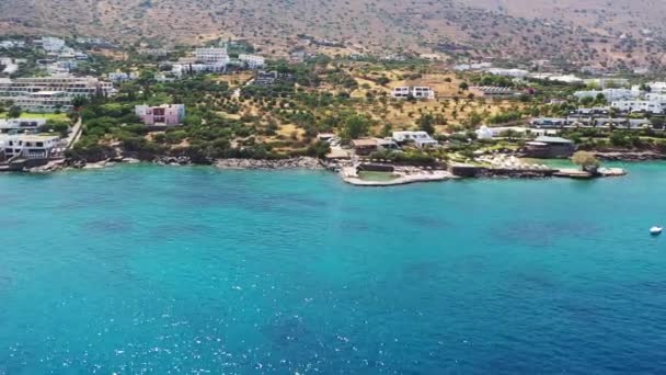 希腊克里特岛Elounda的空中景观 — 图库视频影像