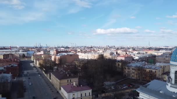 Aerial view of Trinity Cathedral Orthodox church, St. Petersburg, Russia — Stock Video