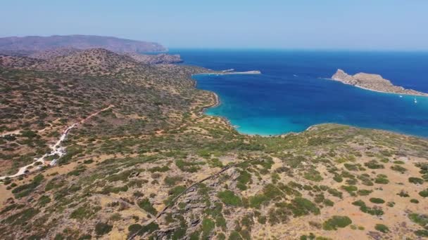 Veduta aerea dell'isola di Kalydon, Creta, Grecia — Video Stock