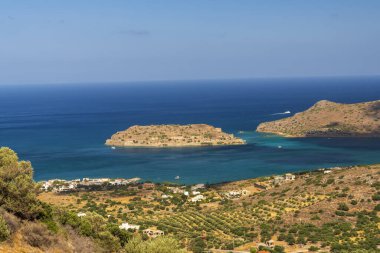 Yunanistan 'ın Girit kentindeki Spinalonga Adası' nın hava manzarası