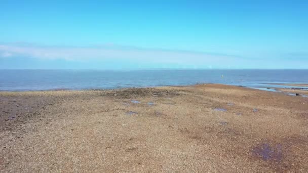 An aerial view of an empty sandy beach. Pandemic quarantine. Whitstable, Kent, UK — Stock Video