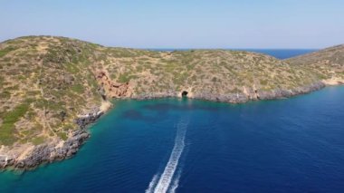 Akdeniz, Girit, Yunanistan 'daki teknelerin hava manzarası