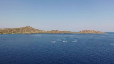 Akdeniz, Girit, Yunanistan 'daki teknelerin hava manzarası