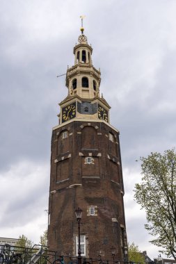 Montelbaanstoren Kulesi Amsterdam, Kuzey Hollanda, Hollanda