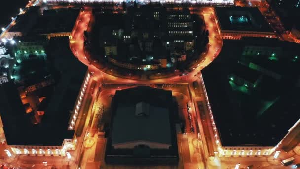 Aerial view of Old Saint Petersburg Stock Exchange and Rostral Columns, St Petersburg, Russia — Stock Video