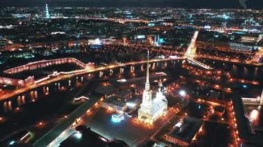 Peter ve Paul Kalesi 'nin hava manzarası, St Petersburg, Rusya