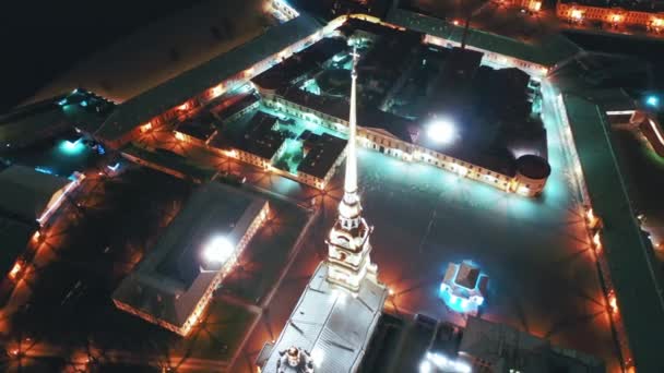 Aerial view of Peter and Paul Fortress, Szentpétervár, Oroszország — Stock videók