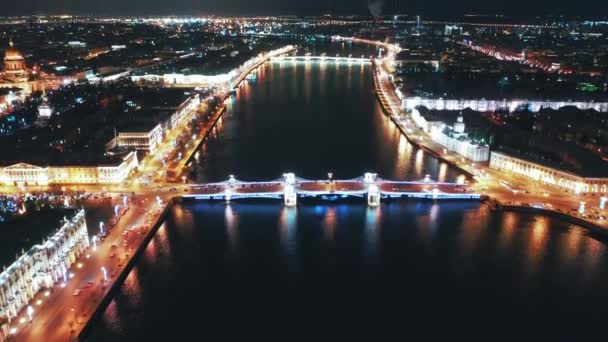 Flygfoto över Slottsbron, Sankt Petersburg, Ryssland — Stockvideo