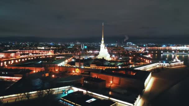 Pemandangan udara Peter dan Paul Fortress, St Petersburg, Rusia — Stok Video