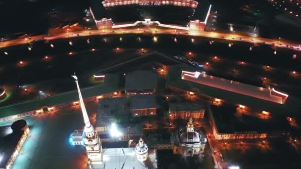 Aerial view of Peter and Paul Fortress, Szentpétervár, Oroszország — Stock videók