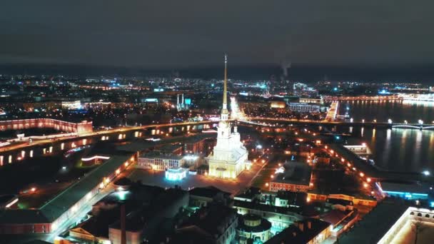 Widok z lotu ptaka na twierdzę Piotra i Pawła, Petersburg, Rosja — Wideo stockowe